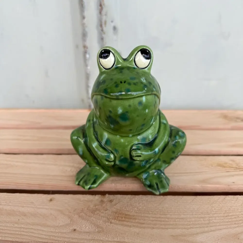 Vintage Frog Figurine Make in Japan 1980s Figure Artisan Signed